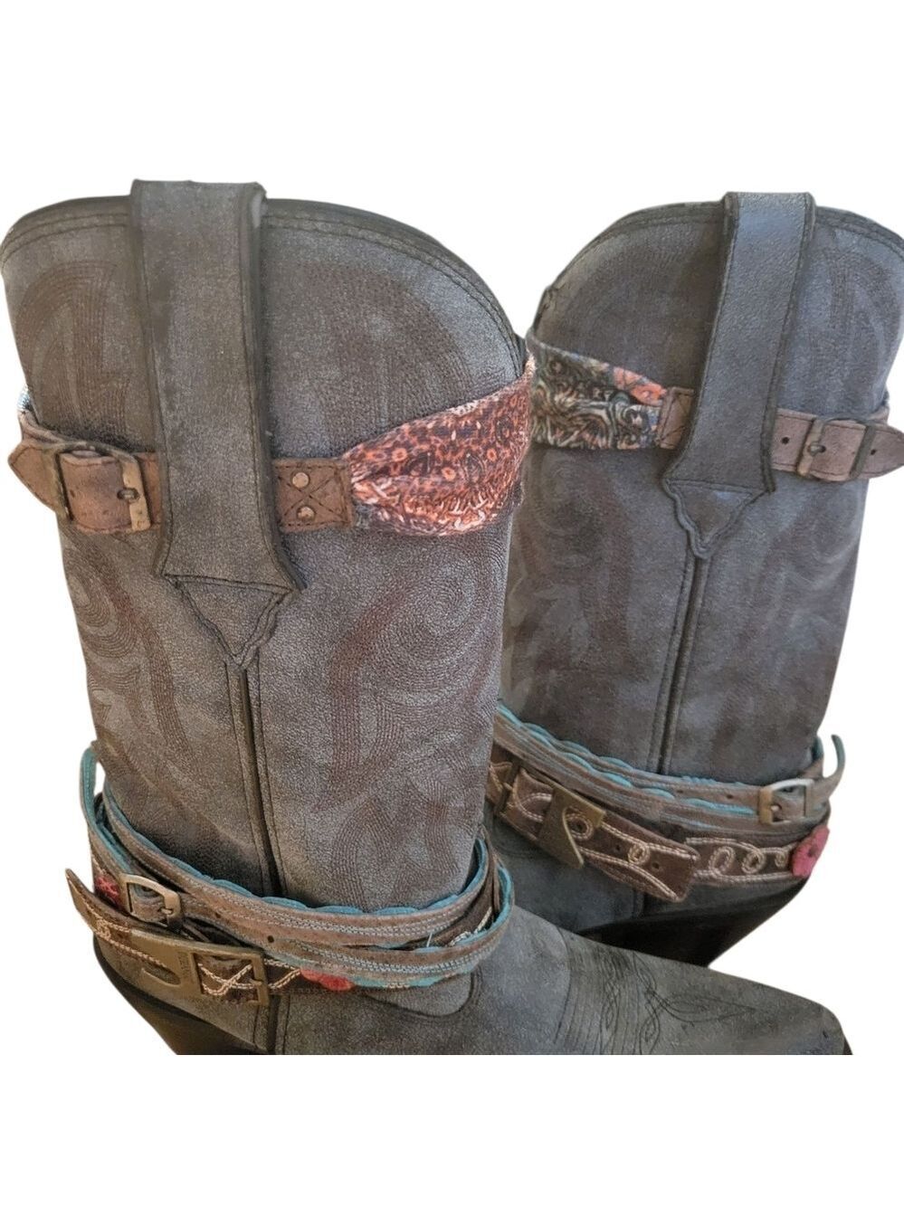 Durango Crush Leather Cowboy Boots 9.5 Rodeo Western Distressed